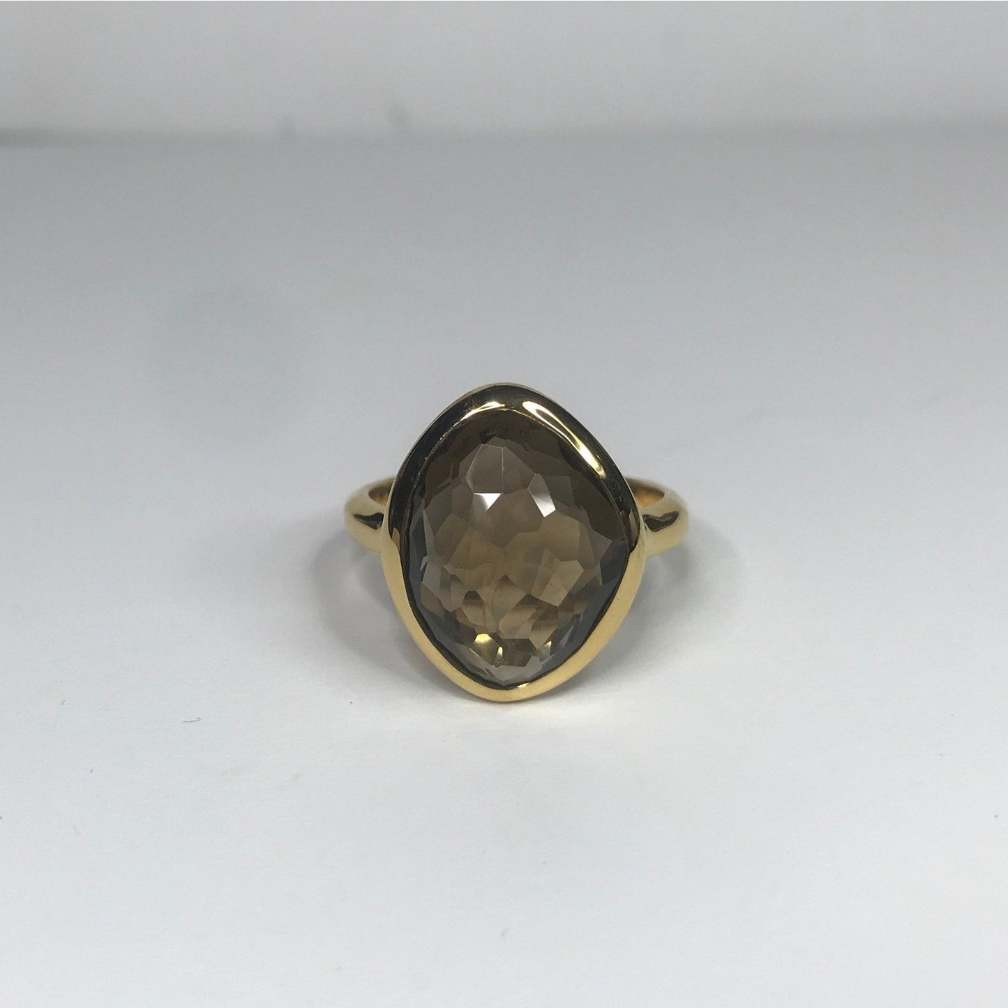 Beautiful 5ct Genuine Smoky Quartz Ring 18k Gold Vermeil Gold Smoky Quartz Ring