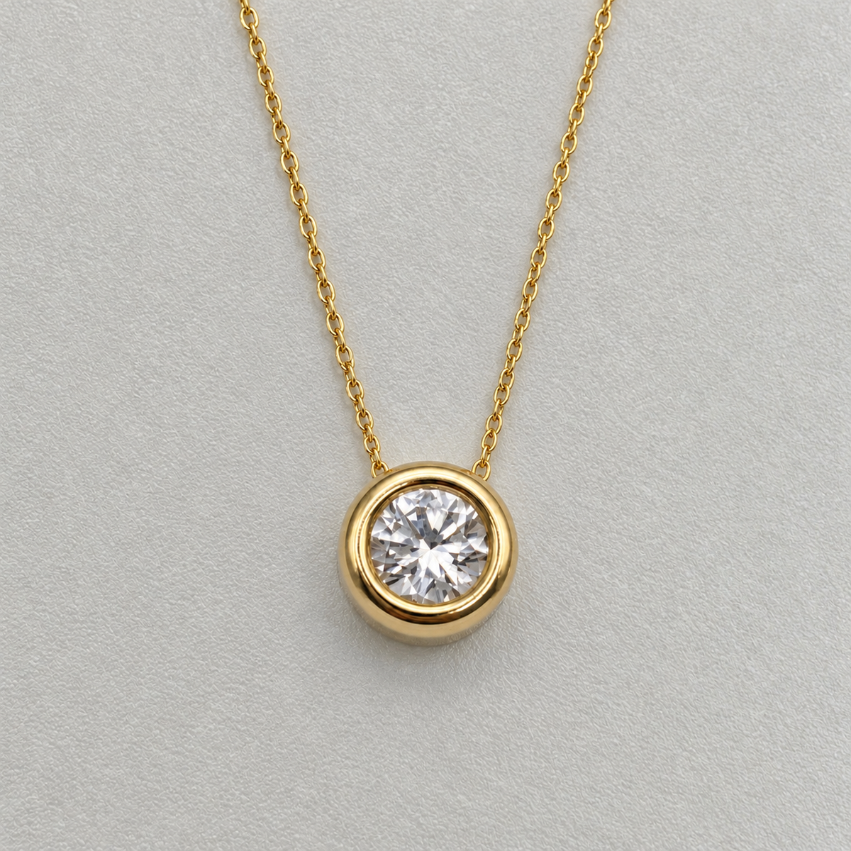 Bezel Set Lab Grown Diamond Solitaire Slider Necklace