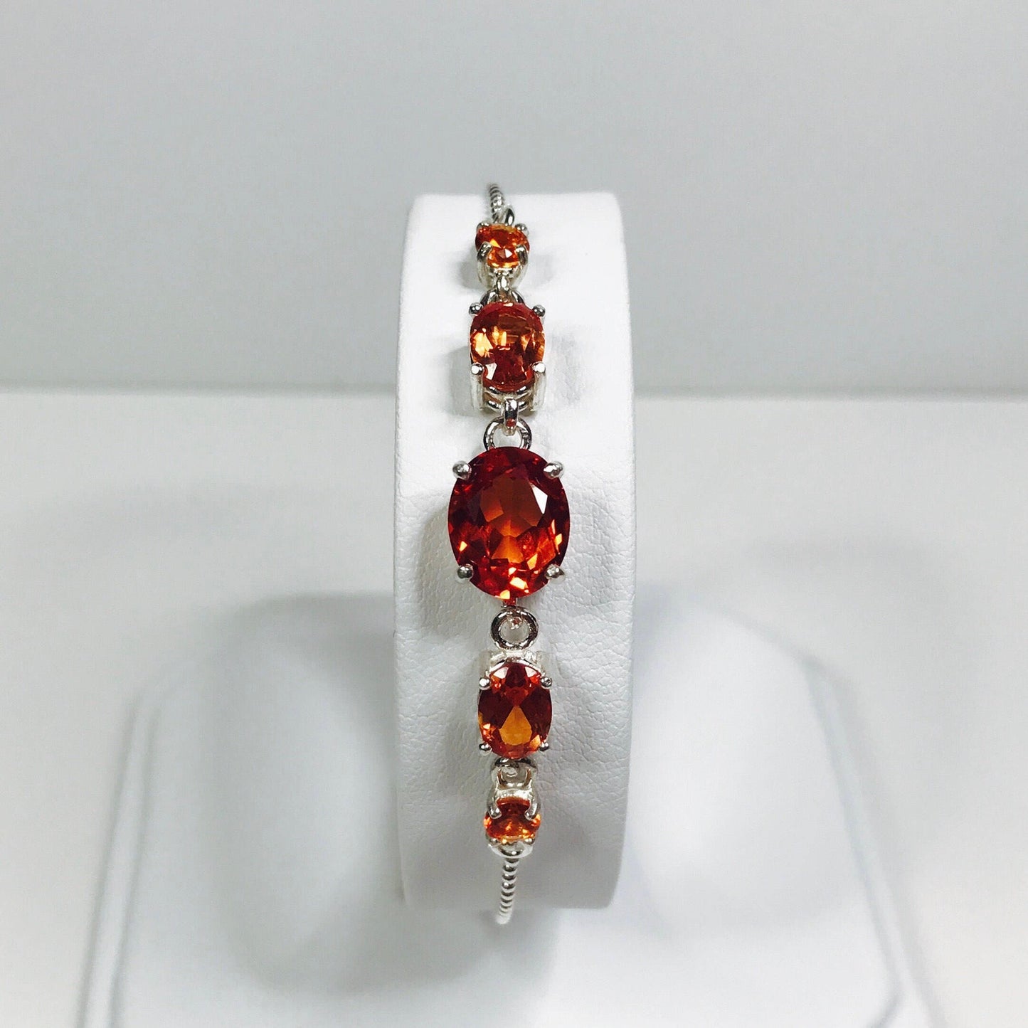 5.8ctw Orange Padparadscha Sapphire Bolo Bracelet in Sterling Silver Adjustable