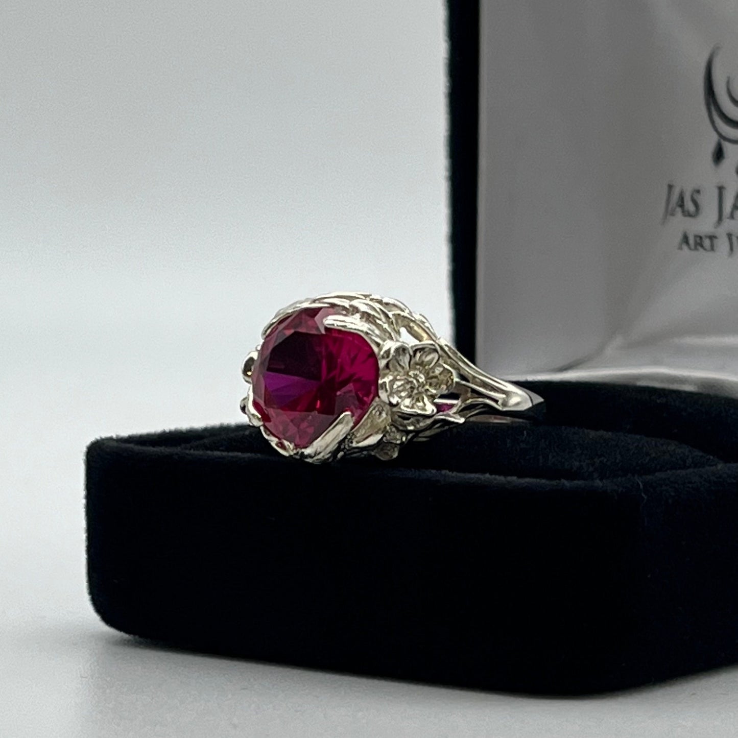 Gorgeous 4ct Lab Grown Ruby Sculptural Ring Size 7