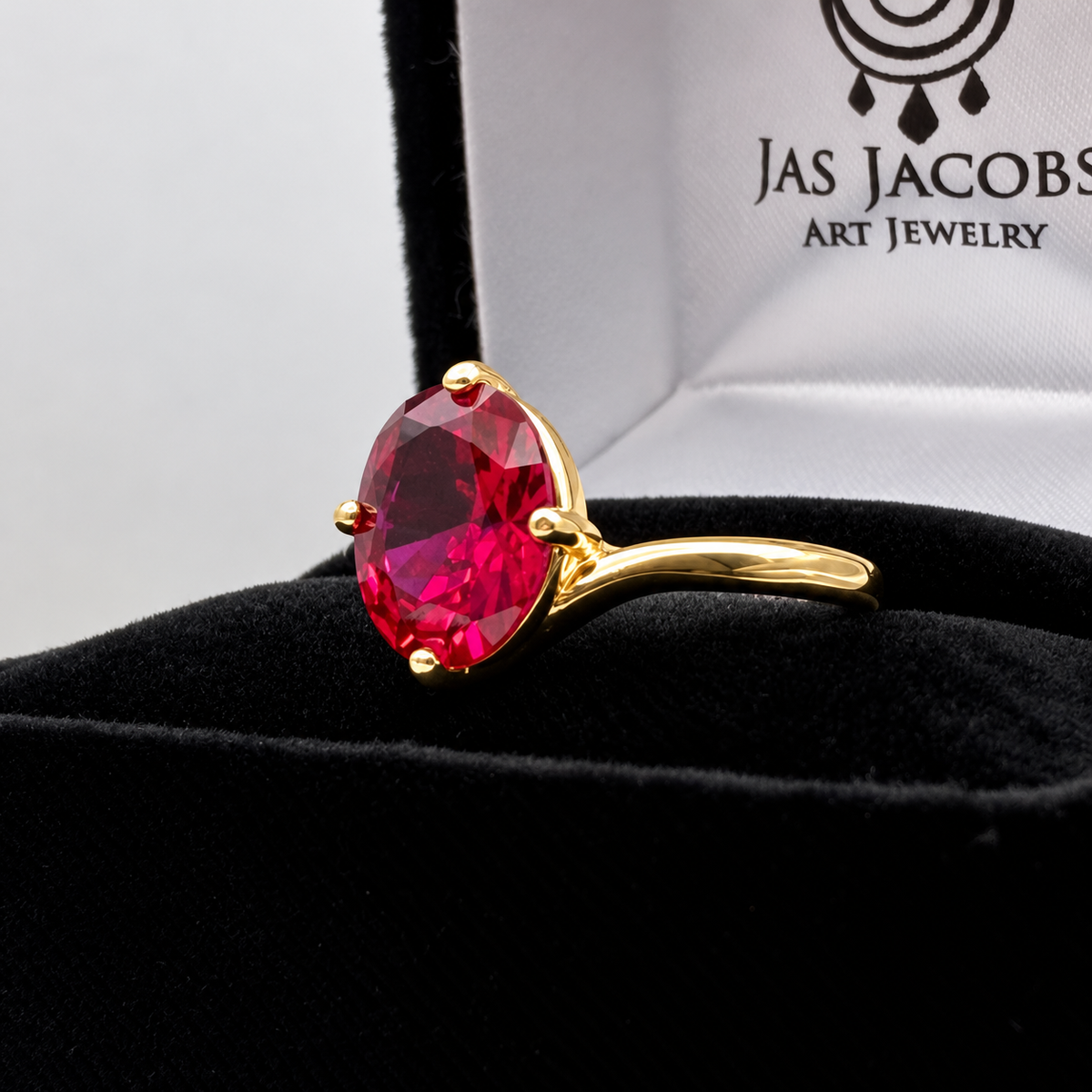 3ct Oval Cut Ruby Bypass-Inspired Solitaire Ring