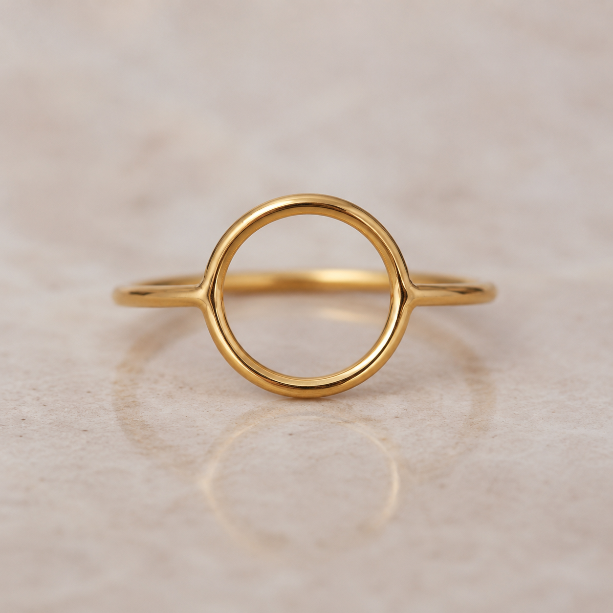 Yellow Gold Filled Open Circle Ring | Minimalist Geometric Stackable Ring | Modern Everyday Jewelry