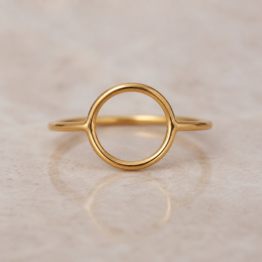 Yellow Gold Filled Open Circle Ring | Minimalist Geometric Stackable Ring | Modern Everyday Jewelry