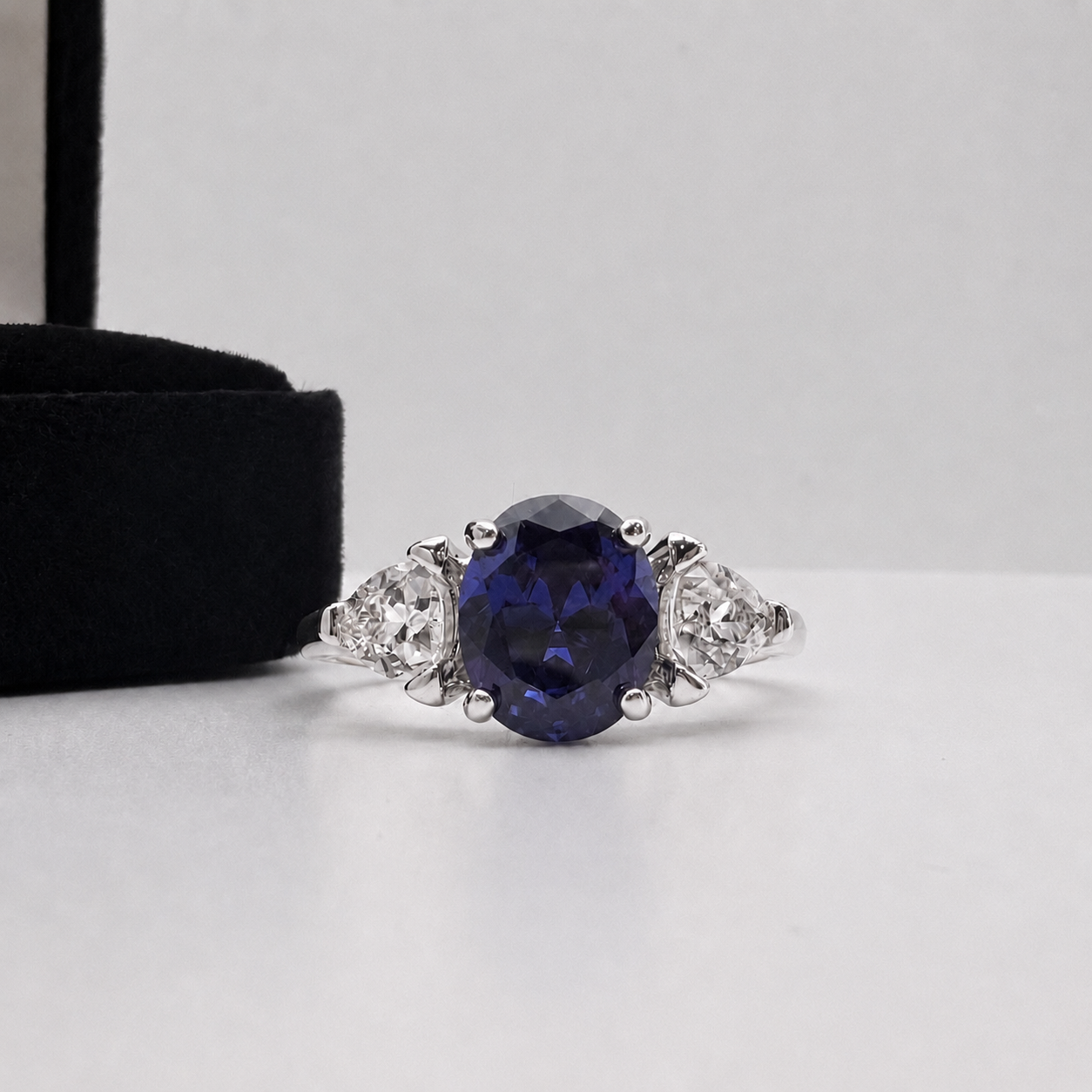4ctw Oval Cut Tanzanite & White Sapphire Art Deco Ring