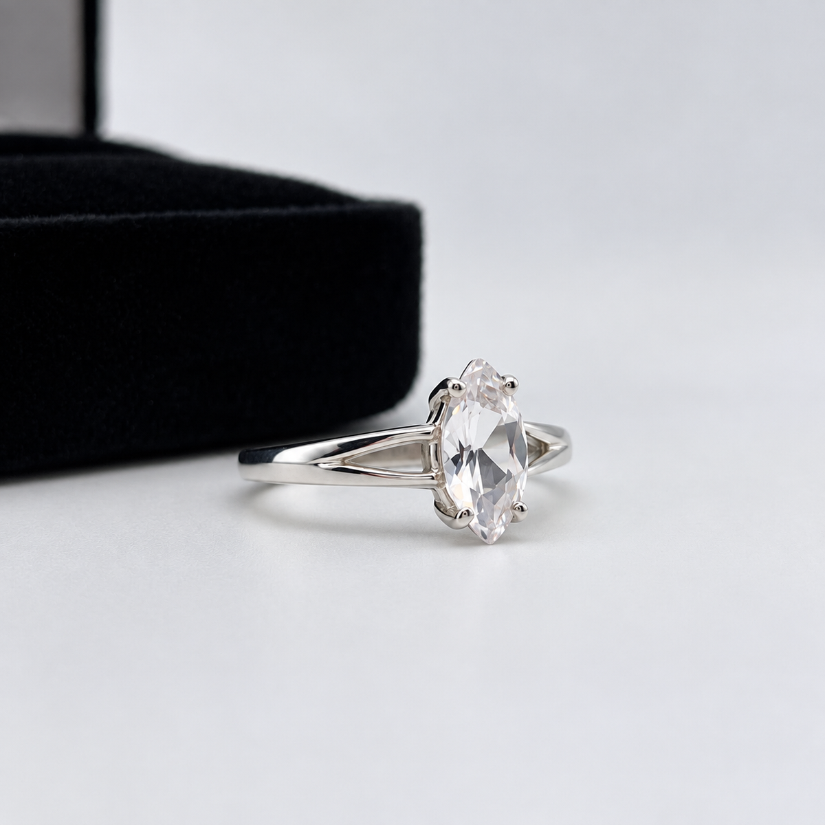 1.25ct Marquise White Sapphire Engagement Ring
