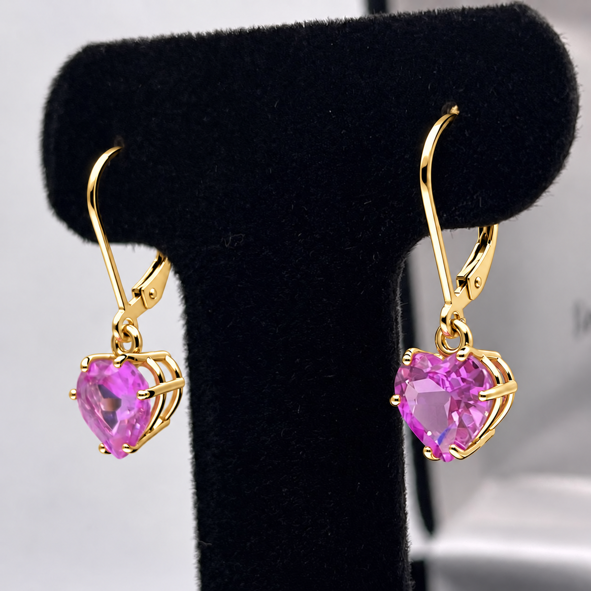 4ctw Heart Cut Pink Sapphire Dangle Earrings