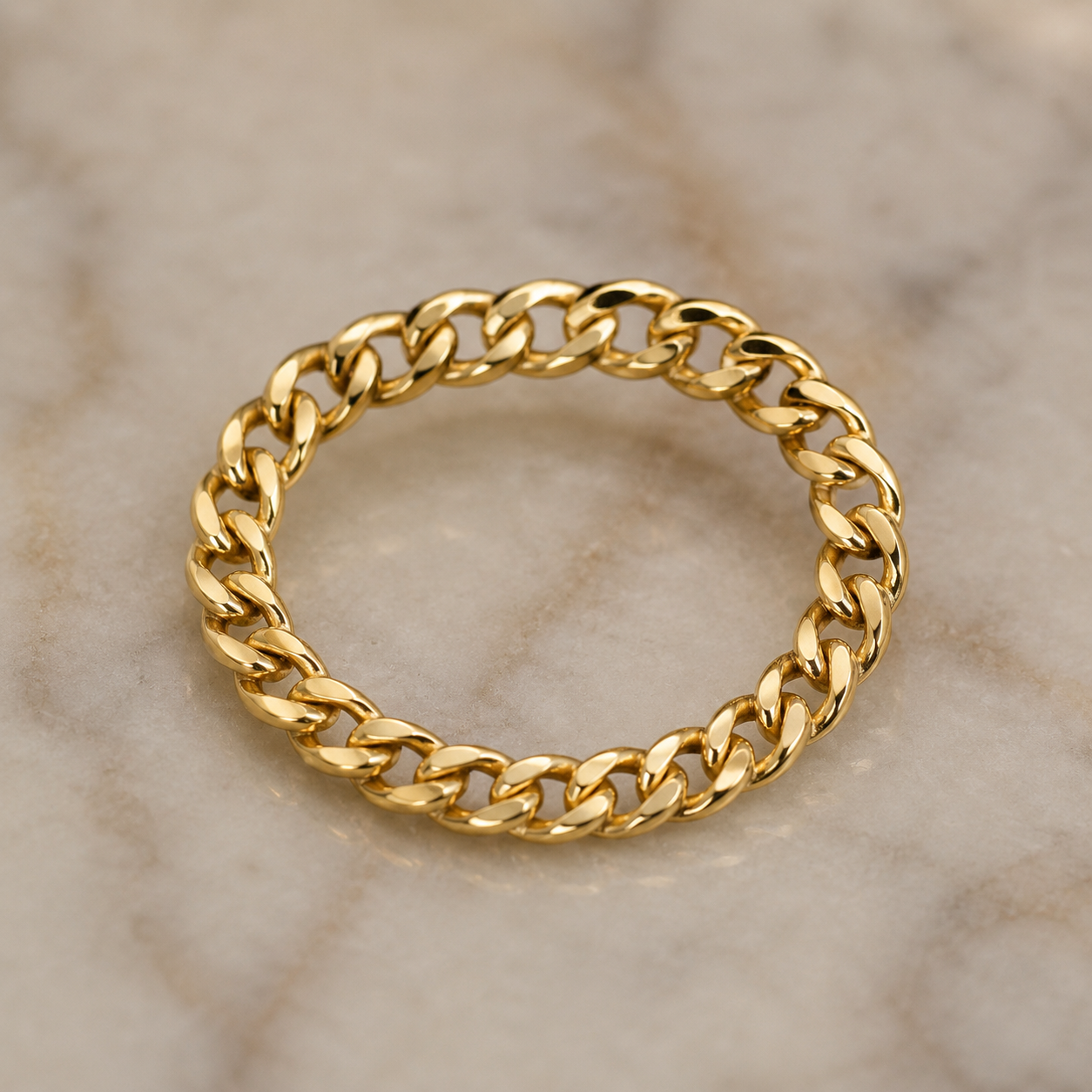 14k/20 Yellow Gold Filled 2.9mm Curb Chain Ring | Flexible Rolling Ring | Water Resistant Stackable Band
