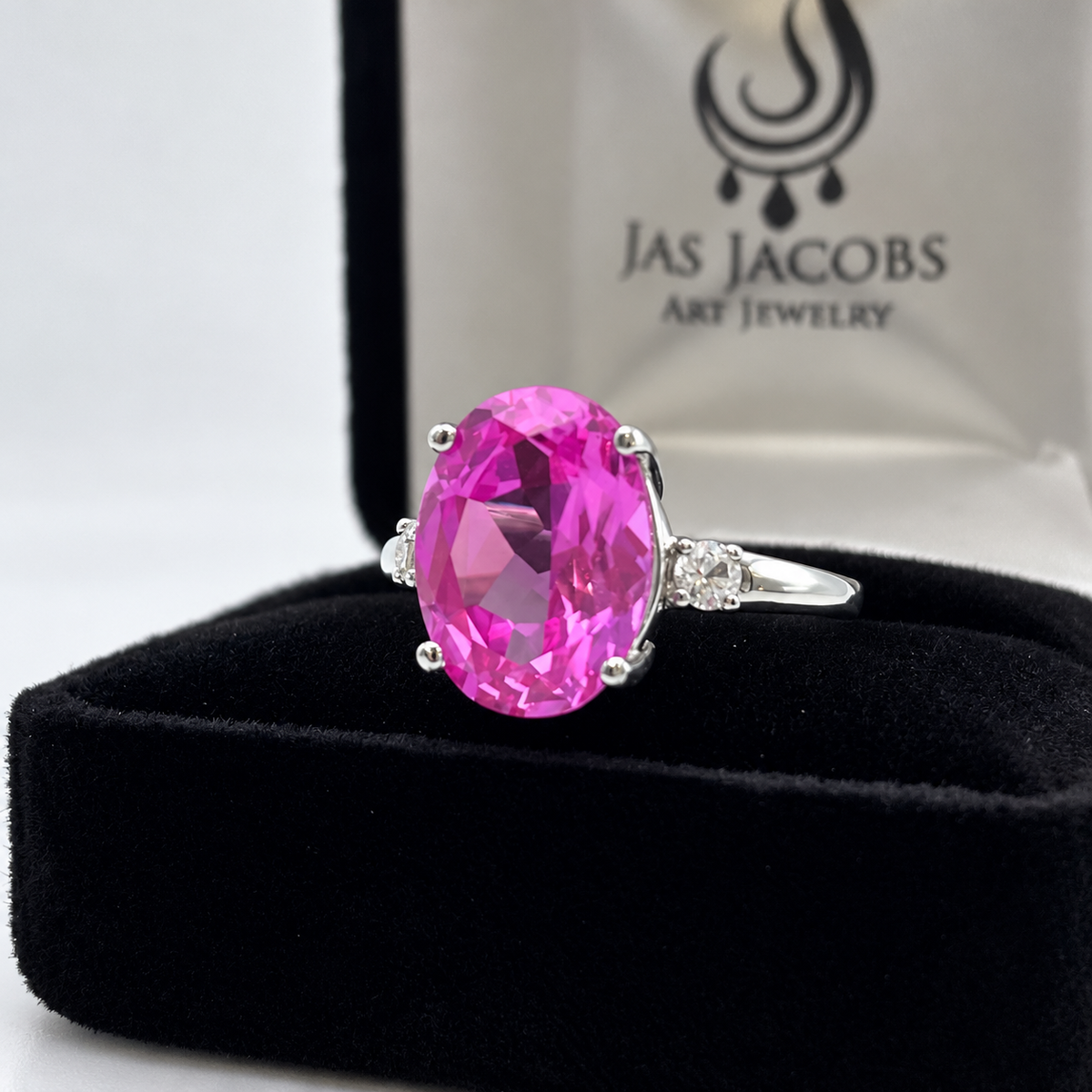 7.26ctw Oval Pink Sapphire & White Sapphire Ring