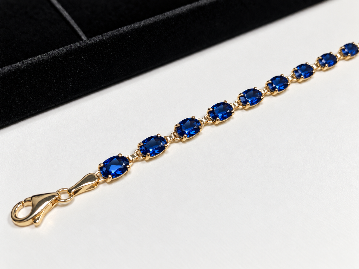 7ctw Oval Cut Sapphire Tennis Bracelet