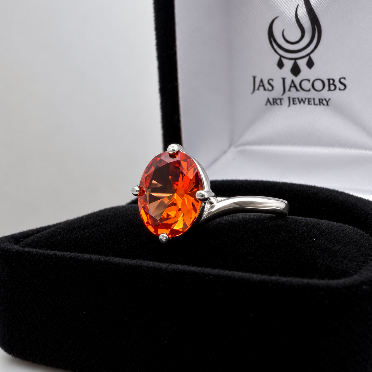 3ct Oval Padparadscha Sapphire Ring with Sculpted Bypass Band