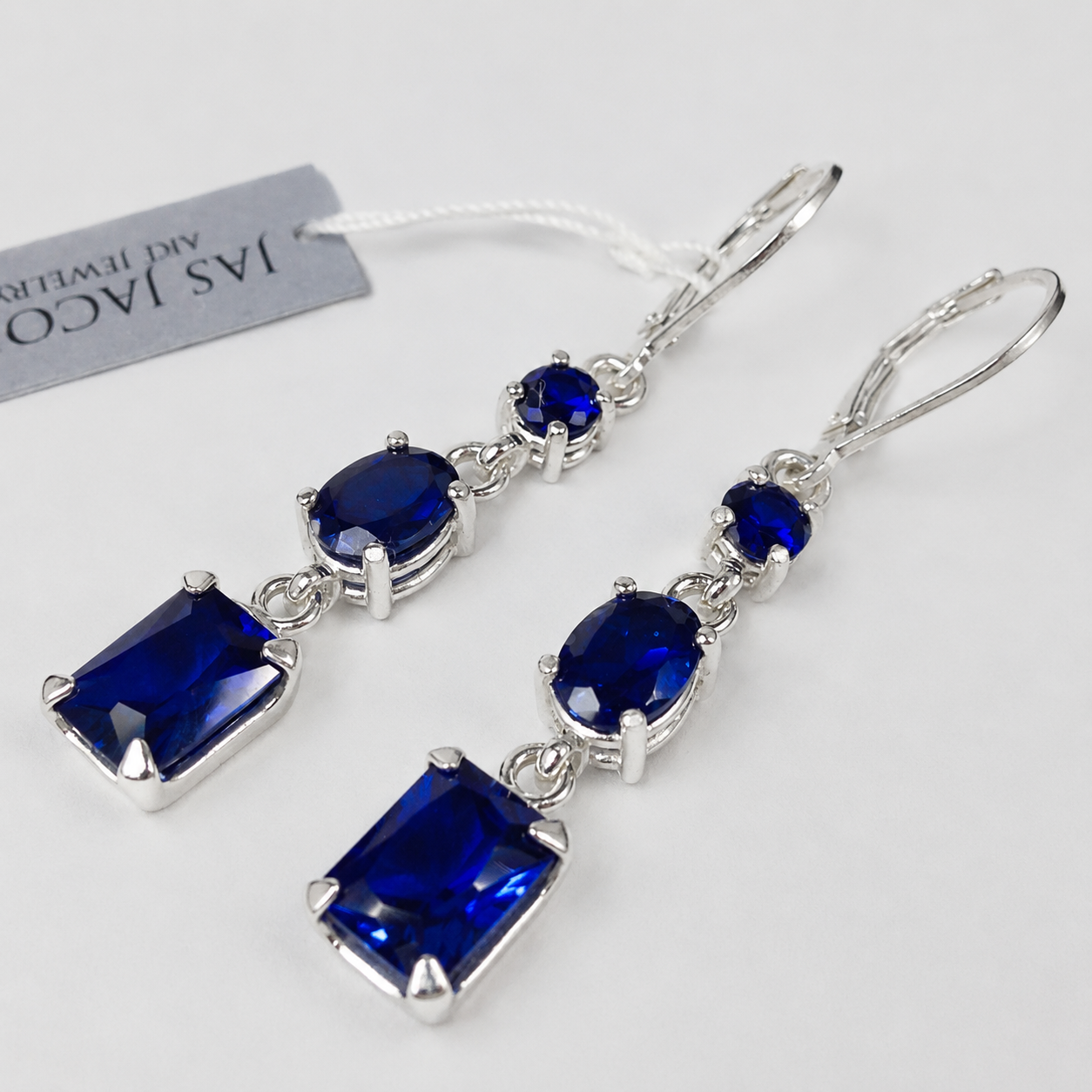 5 CTW Multi Cut Blue Sapphire Drop Earrings