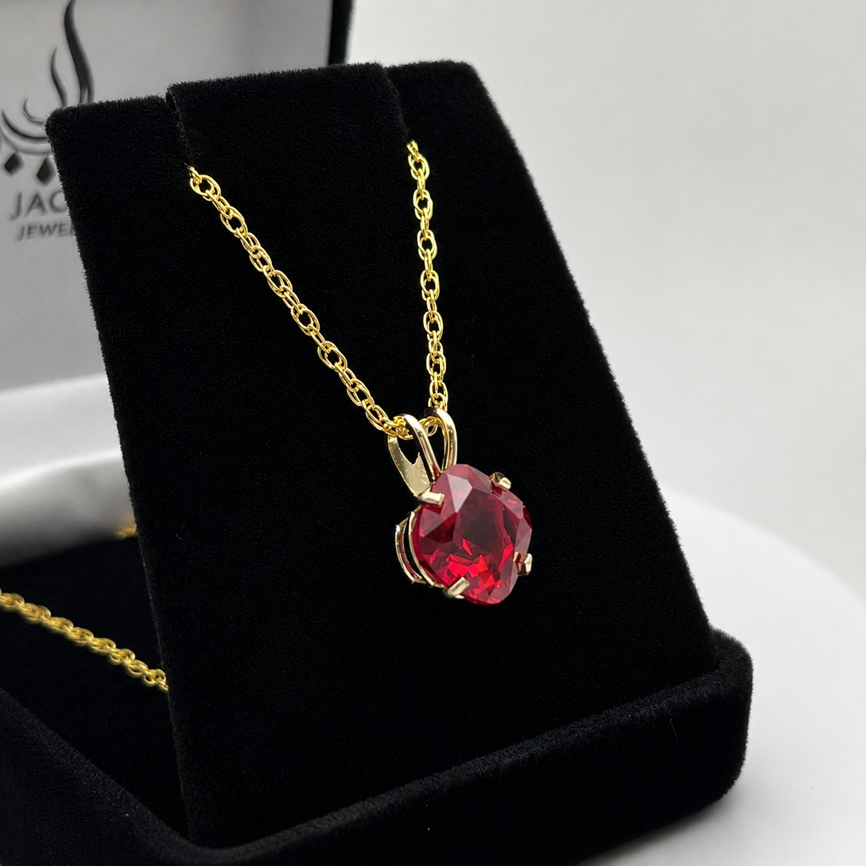 5CT Cushion Cut Ruby Pendant Necklace | Solitaire Ruby Necklace