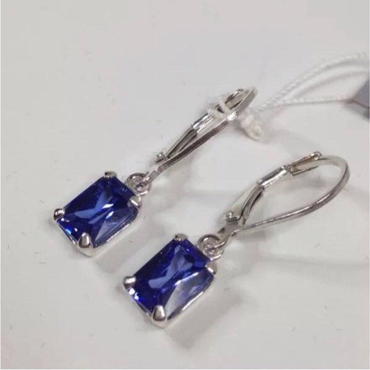 Beautiful 2ctw Emerald Cut Tanzanite Earrings in Sterling Silver