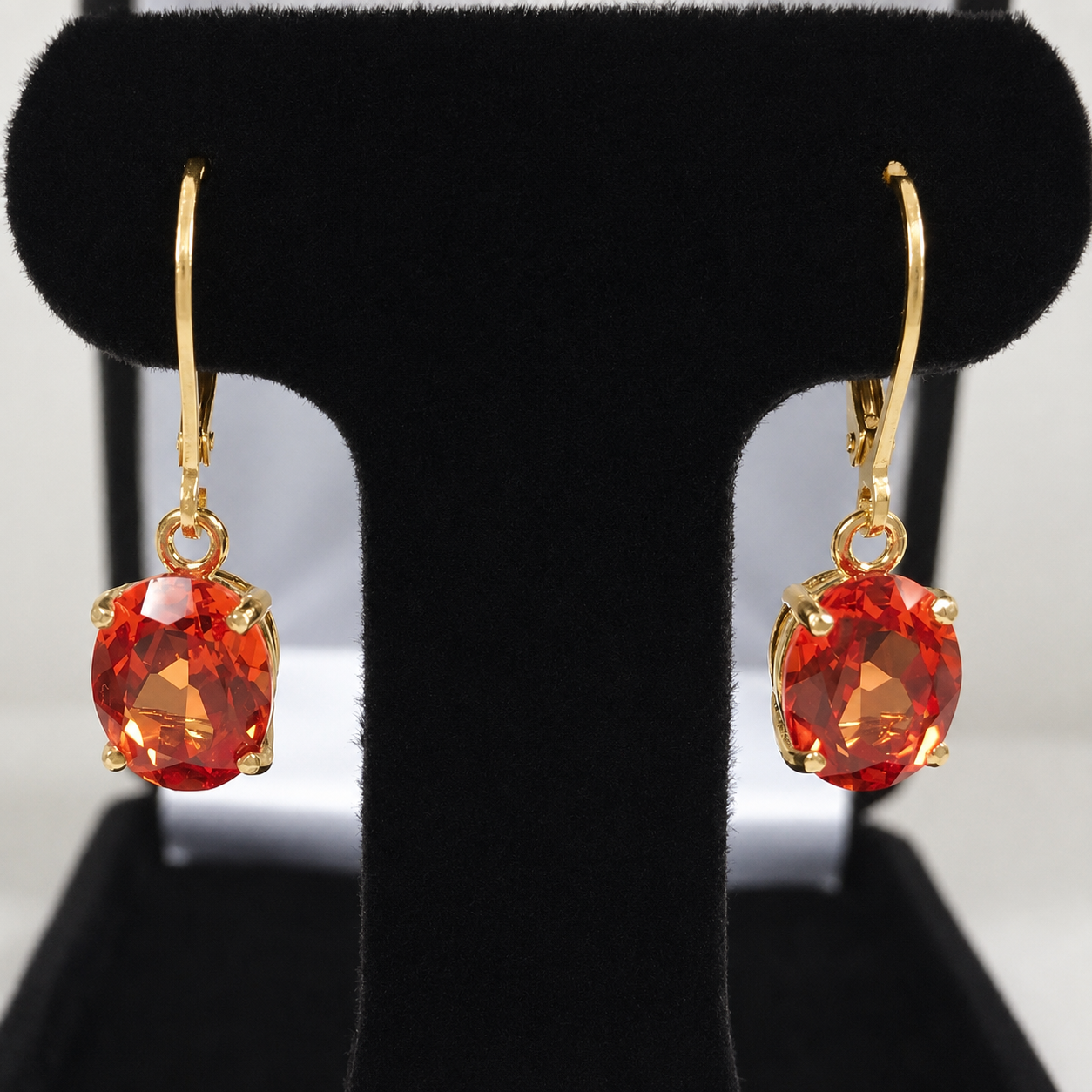 6ctw Oval Cut Orange Padparadscha Sapphire Leverback Earrings