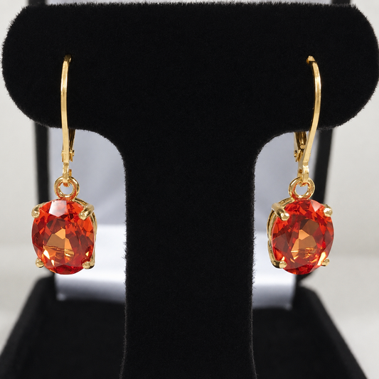 6ctw Oval Cut Orange Padparadscha Sapphire Leverback Earrings