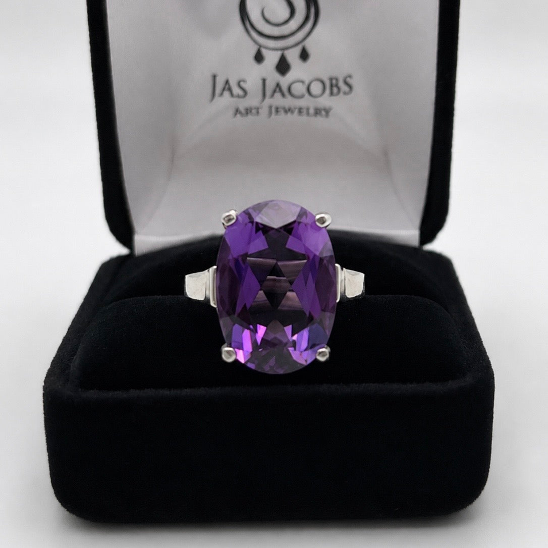 11.5ct Oval Cut Amethyst Statement Ring