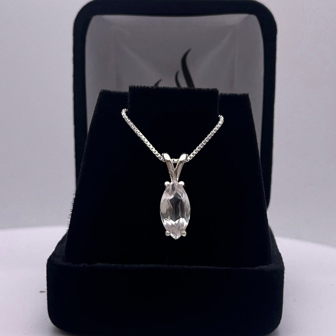 1.75ct Marquise White Sapphire Solitaire Pendant