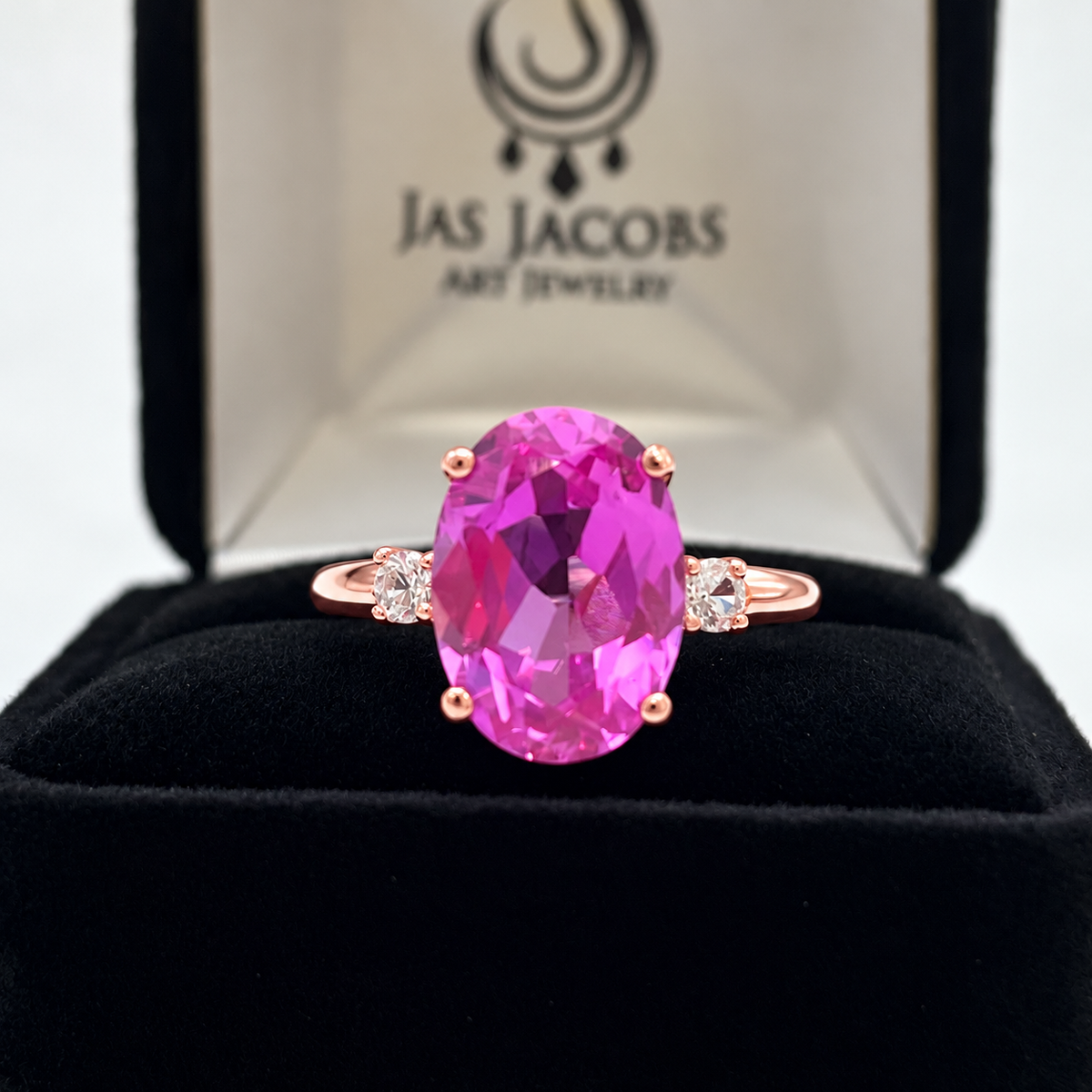 7.26ctw Oval Pink Sapphire & White Sapphire Ring