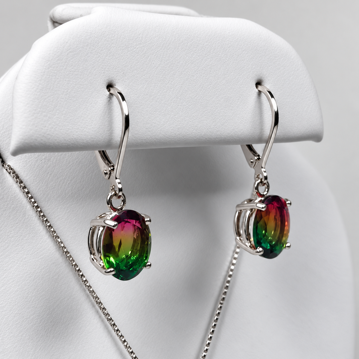 6ctw Watermelon Tourmaline-Look Quartz Doublet Earrings