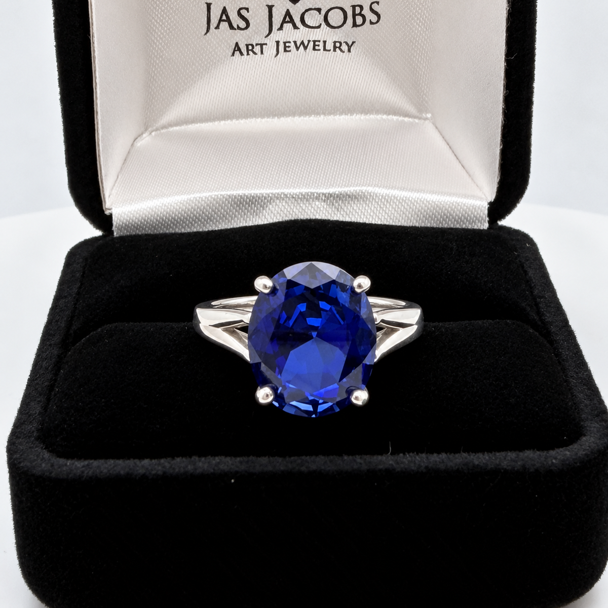 5ct Oval Cut Blue Sapphire Split Shank Ring