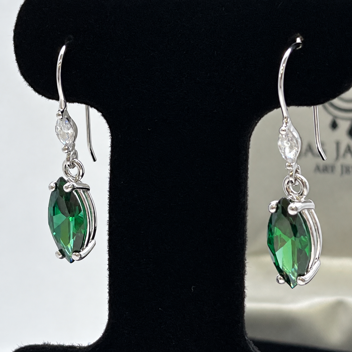 4ctw Marquise Emerald & White Sapphire Drop Earrings
