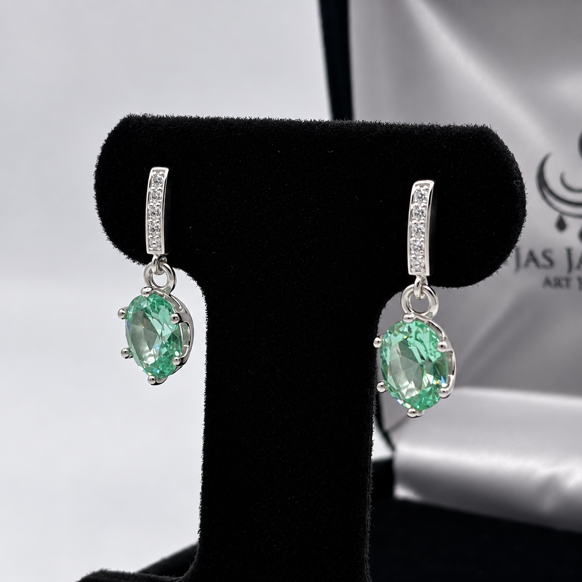 4ctw Oval Cut Seafoam Green Spinel Drop Earrings