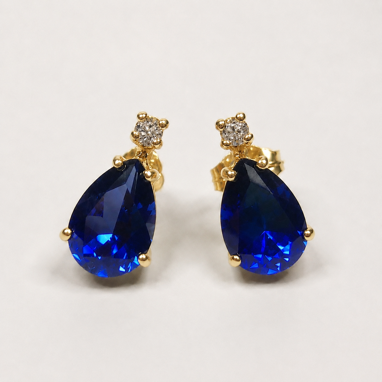 5ctw Pear Cut Blue Sapphire Earrings | Diamond Accents