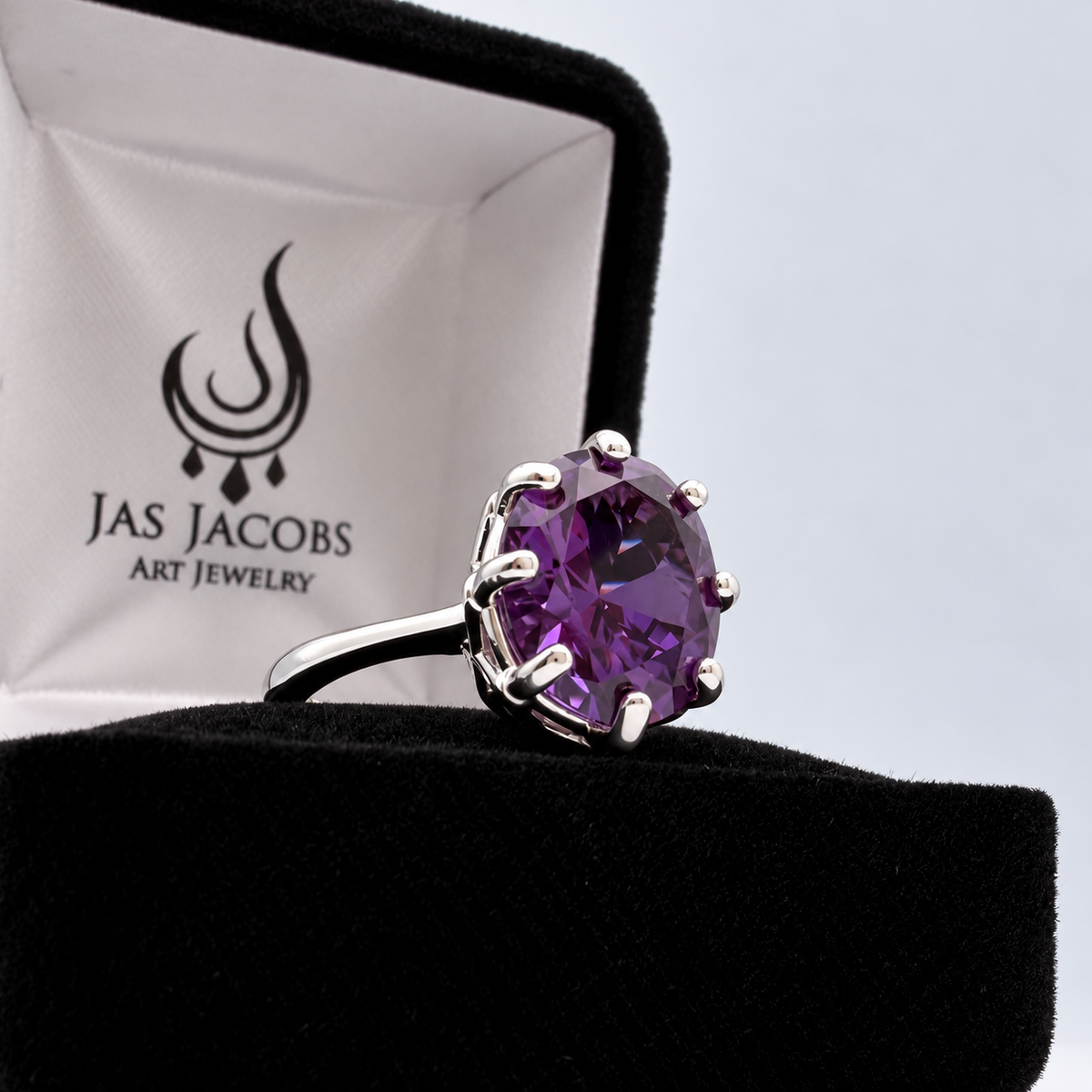 5ct Oval Alexandrite Sapphire Ring – Art Deco Inspired 8 Prong Setting