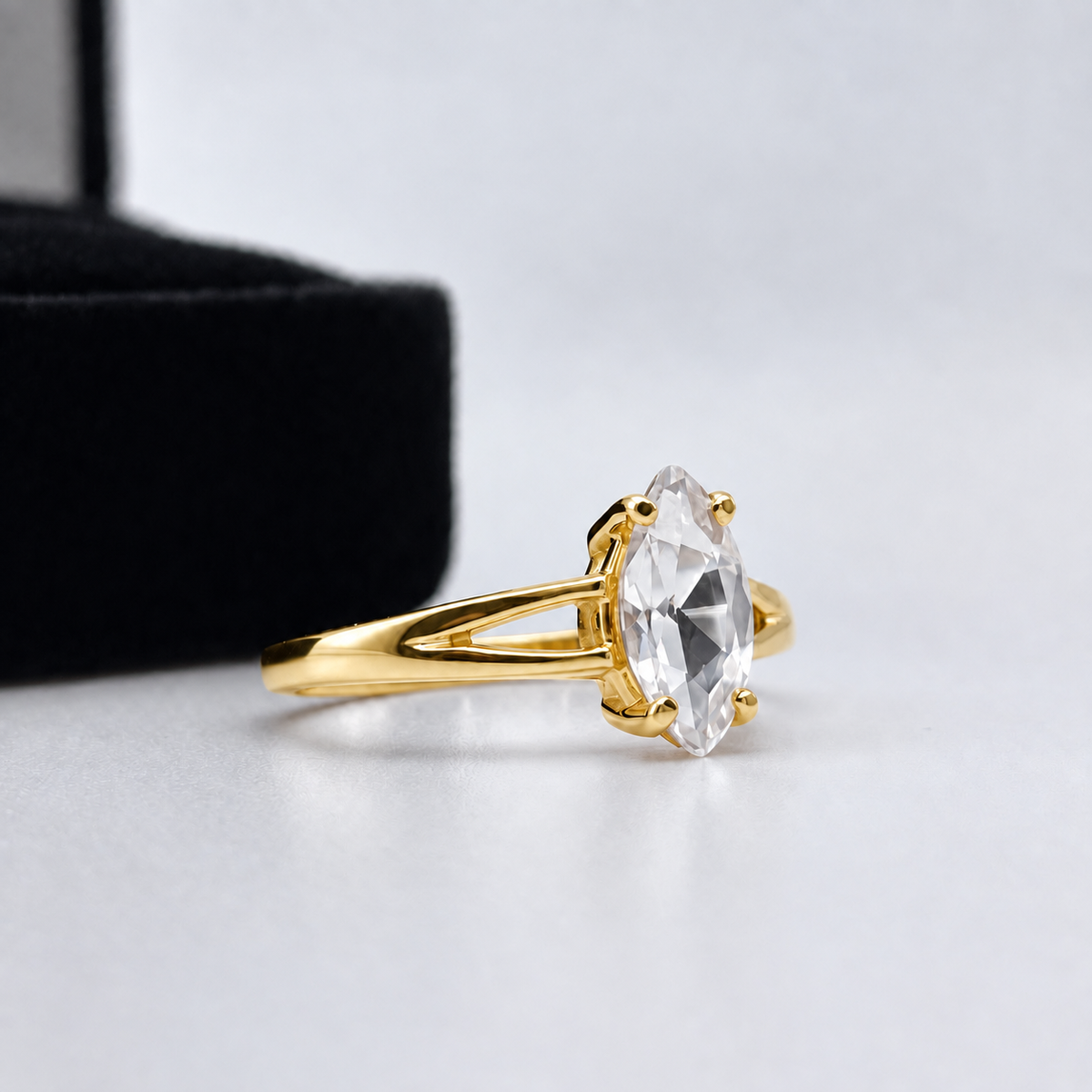 1.25ct Marquise White Sapphire Engagement Ring