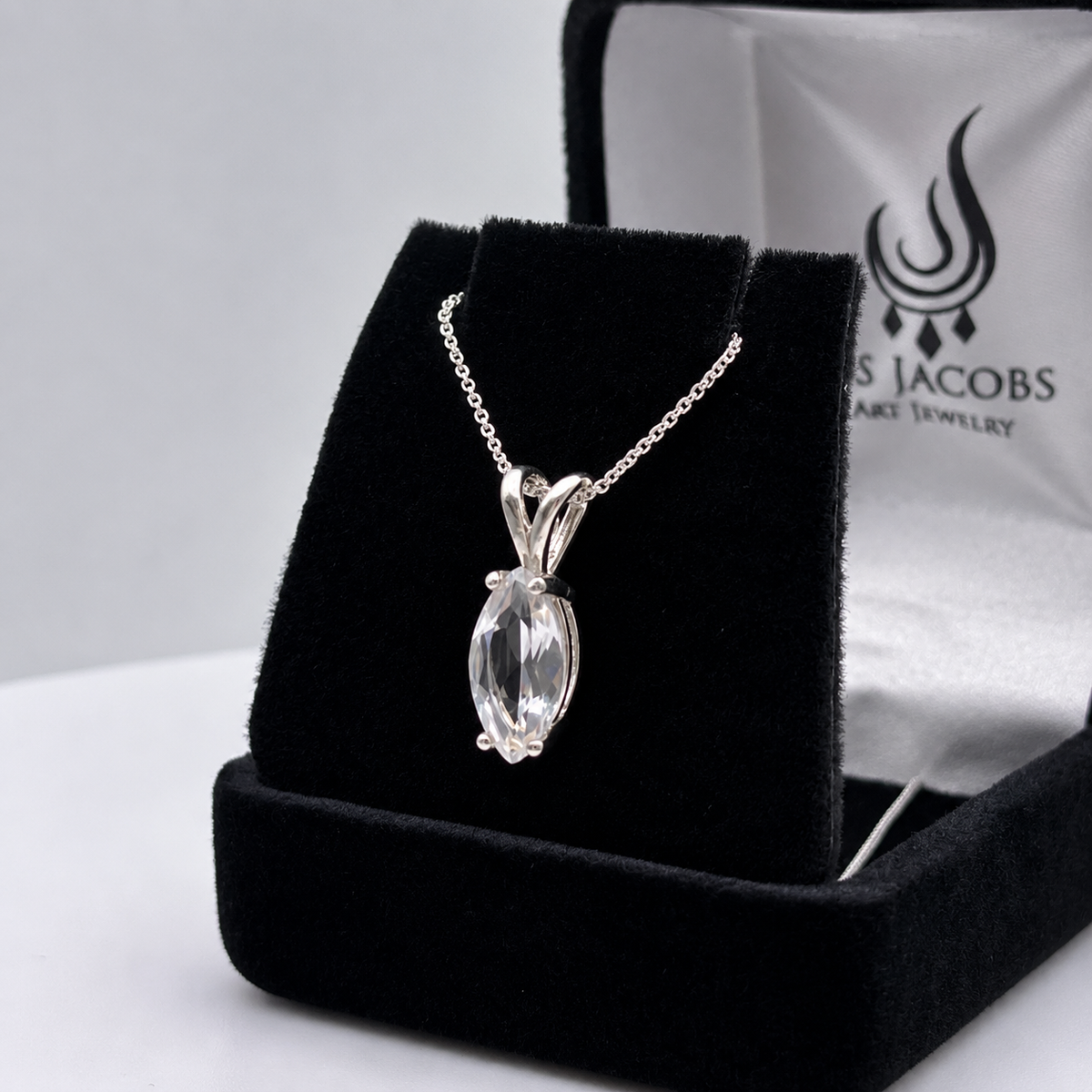 1.75ct Marquise White Sapphire Solitaire Pendant
