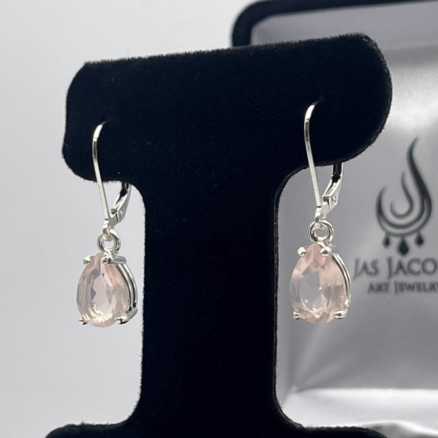 BEAUTIFUL 4ctw Pear Cut Natural Rose Quartz Earrings Sterling Silver Trending Jewelry Gift Pale Pink Gemstone Necklace