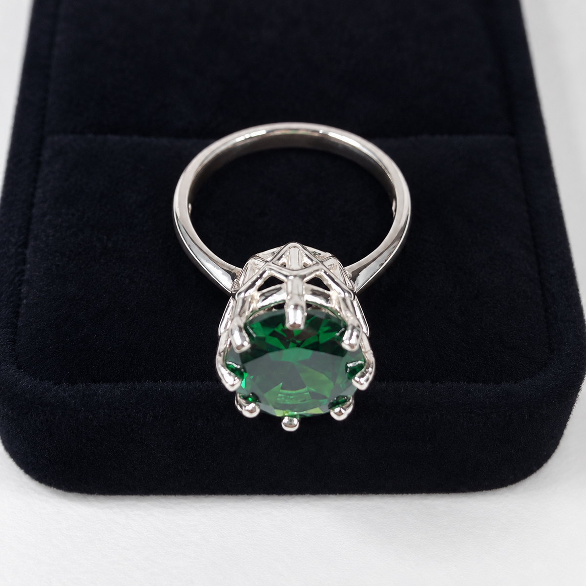 5ct Oval Simulated Emerald Statement Ring – Art Deco Inspired