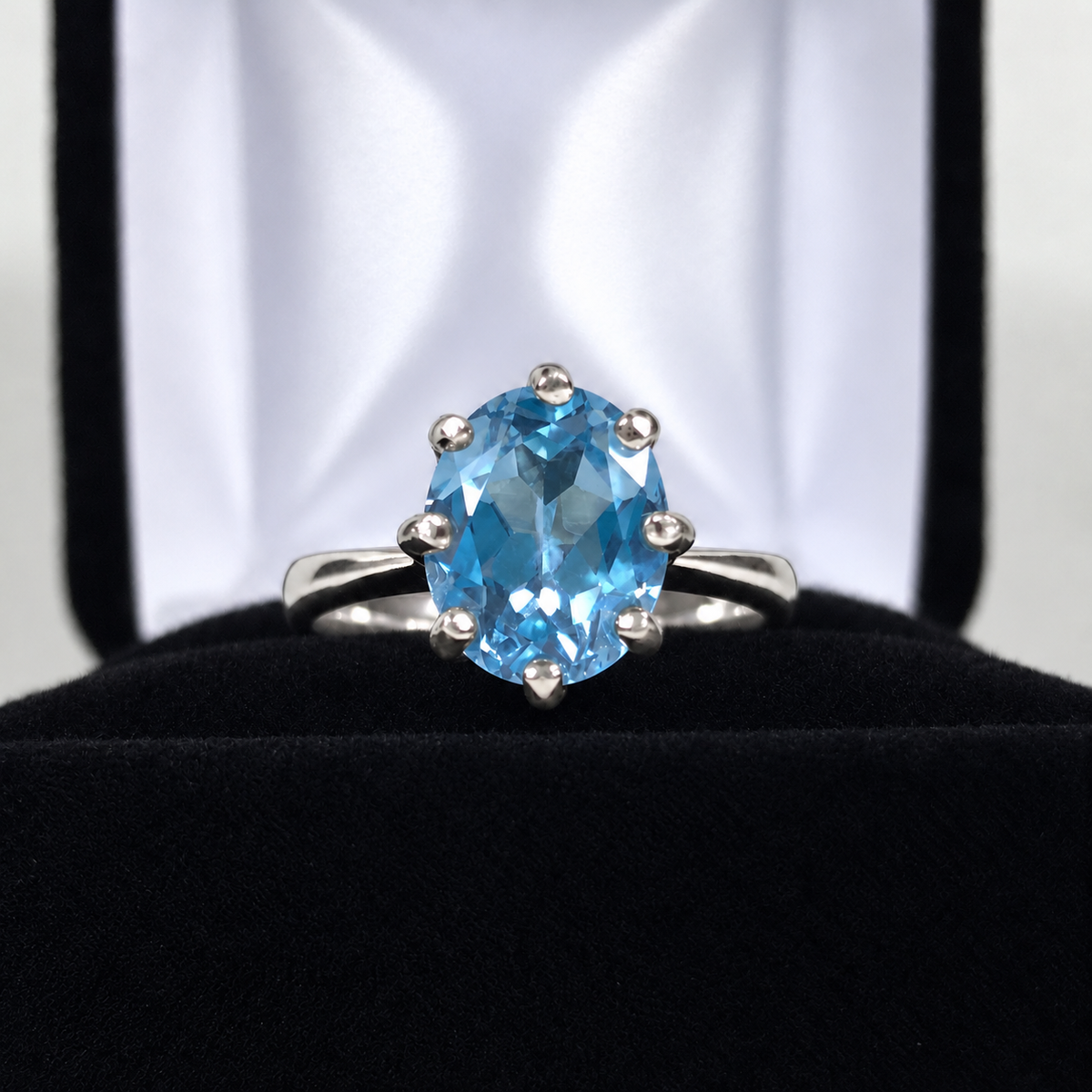 3.5ct Oval Sky Blue Topaz Ring – Art Deco Woven Crown Setting