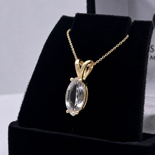 1.75ct Marquise White Sapphire Solitaire Pendant