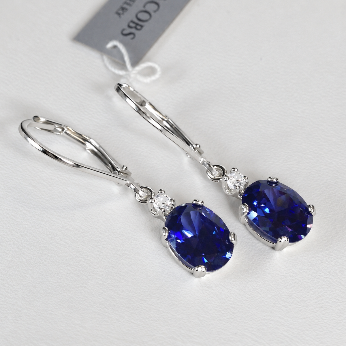 2.3ctw Oval Tanzanite & White Sapphire Drop Earrings