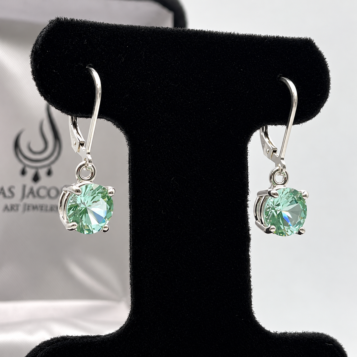 4ctw Sea Foam Green Spinel Solitaire Leverback Earrings