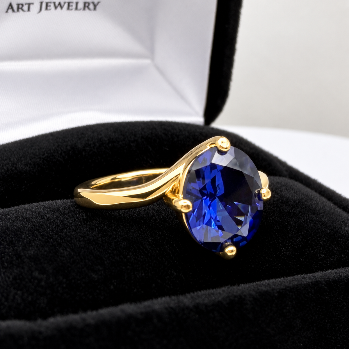 3ct Oval Sapphire Solitaire bypass Ring