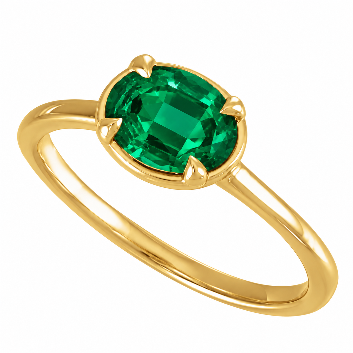 1.12ct Oval Lab Grown Emerald Solitaire Ring – Modern Minimalist