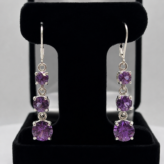 5ctw Color Change Alexandrite Sapphire Earrings | Round Multi Stone Dangle Earrings