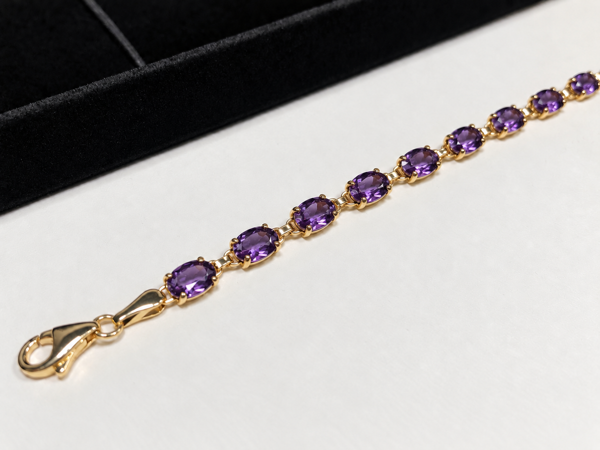 7ctw Oval Cut Amethyst Tennis Bracelet