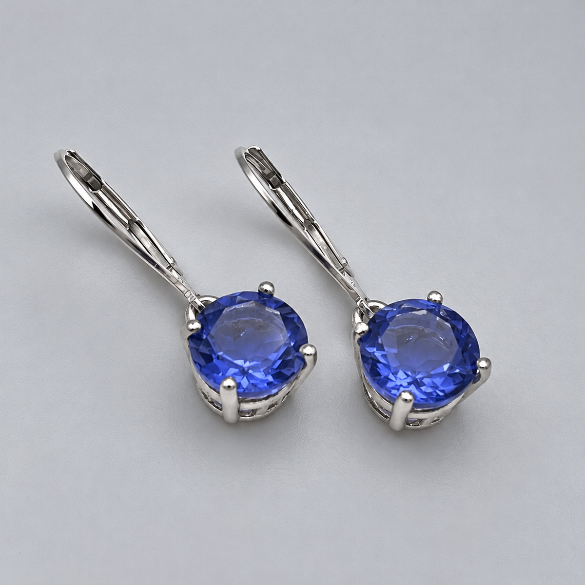 4.6ctw Round Blue Fluorite Leverback Earrings