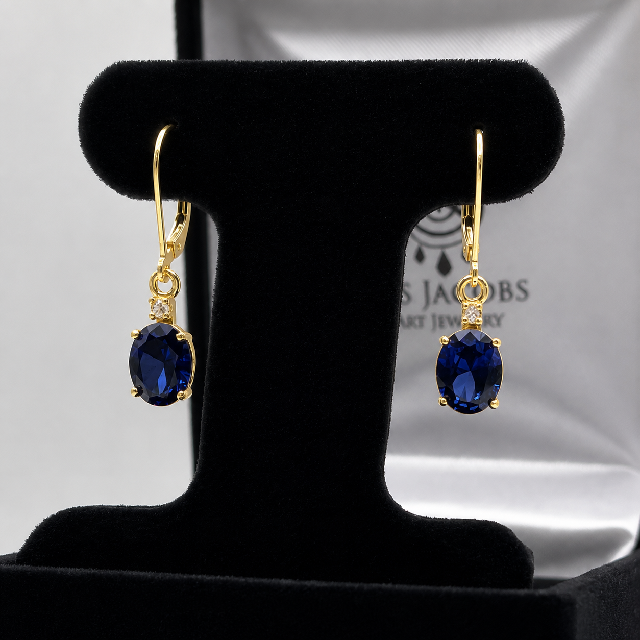 3.3 CTW Oval Blue Sapphire & Diamond Leverback Earrings