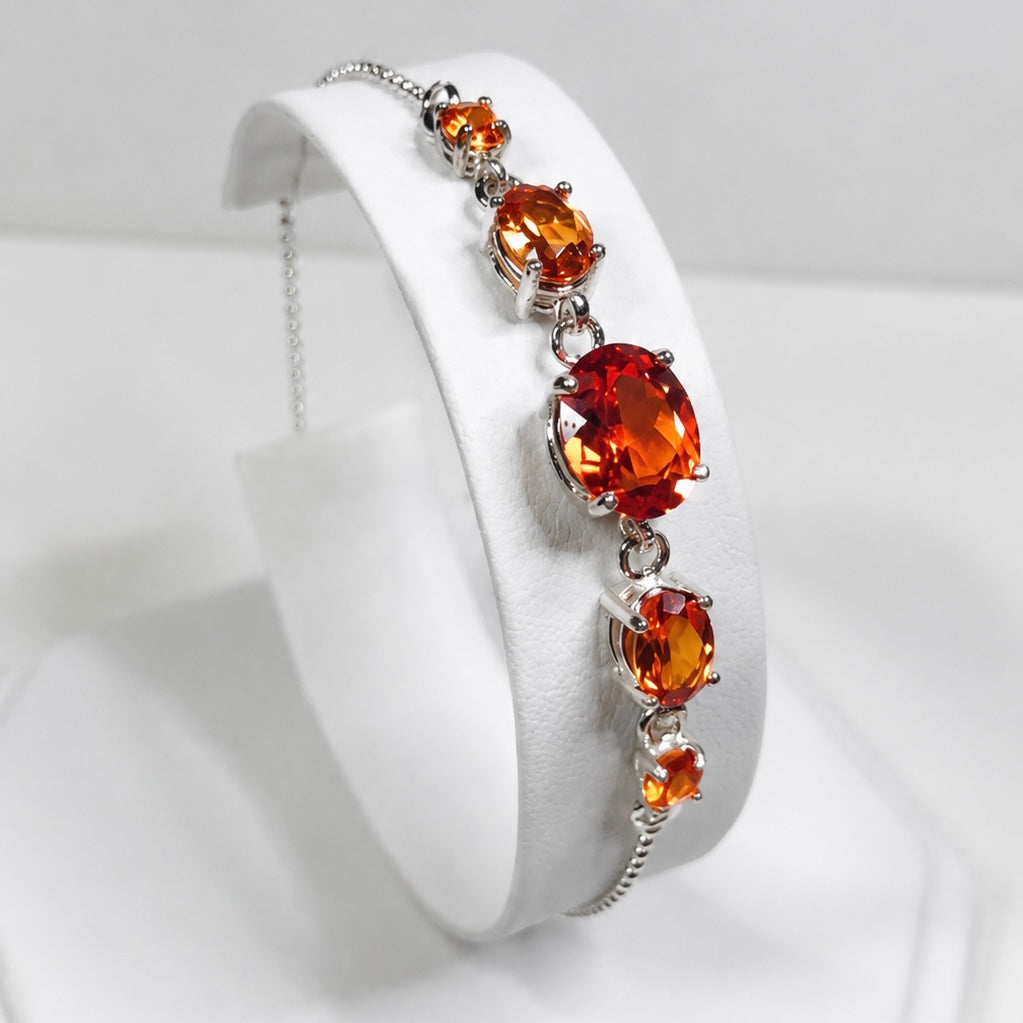 5.8 CTW Orange Padparadscha Sapphire Adjustable Bolo Bracelet