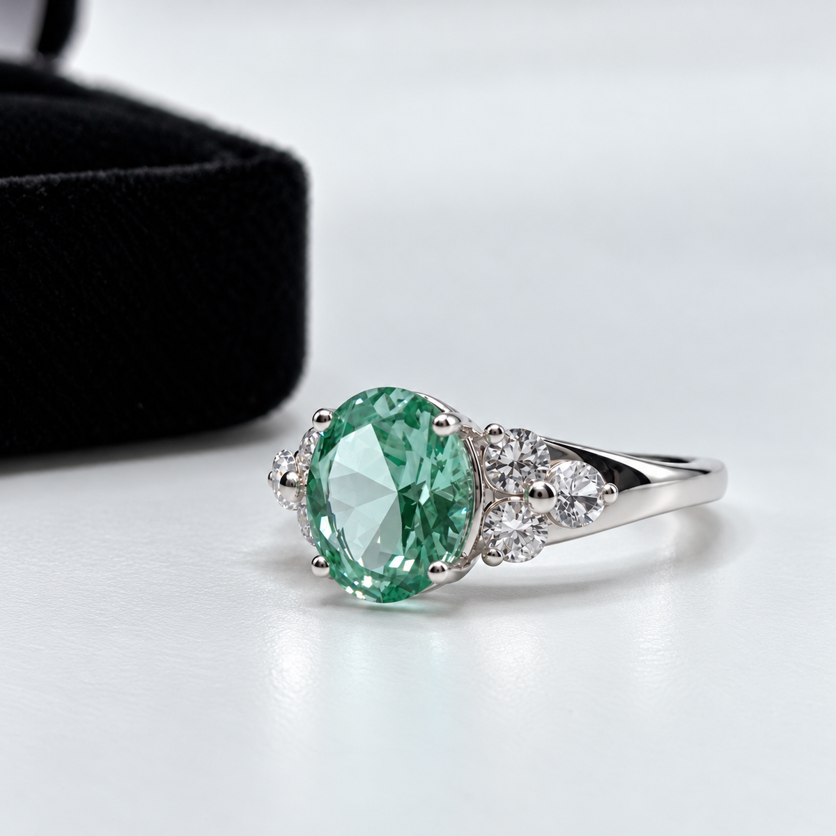 4ctw Mint Green Spinel & White Sapphire Victorian Cluster Ring