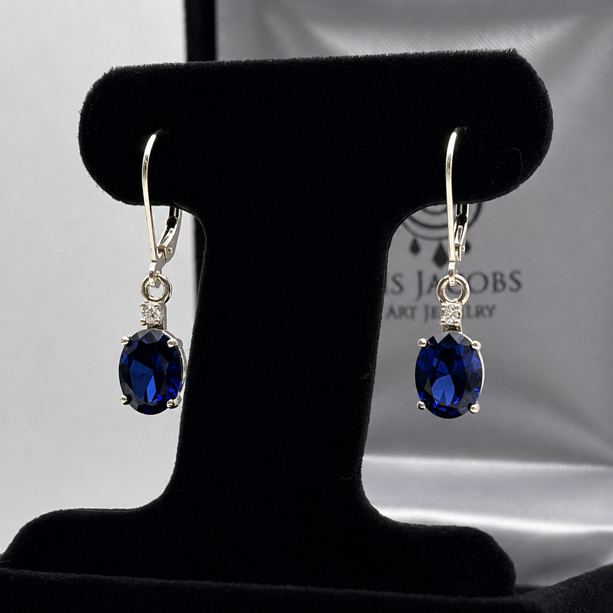 3.3 CTW Oval Blue Sapphire & Diamond Leverback Earrings