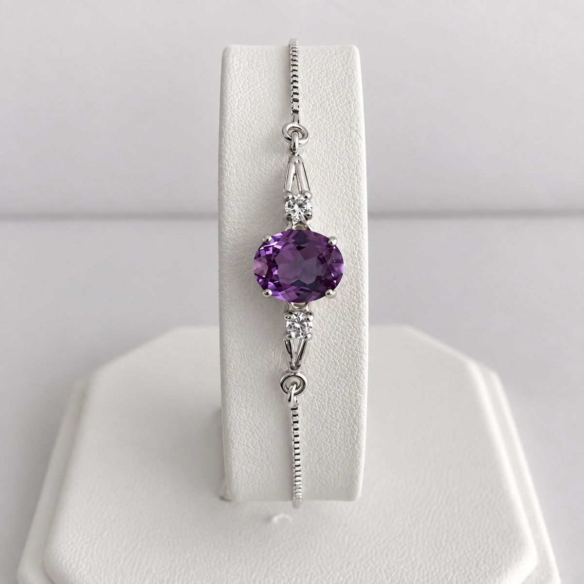 3.5ct Color Change Alexandrite & White Sapphire Bolo Bracelet