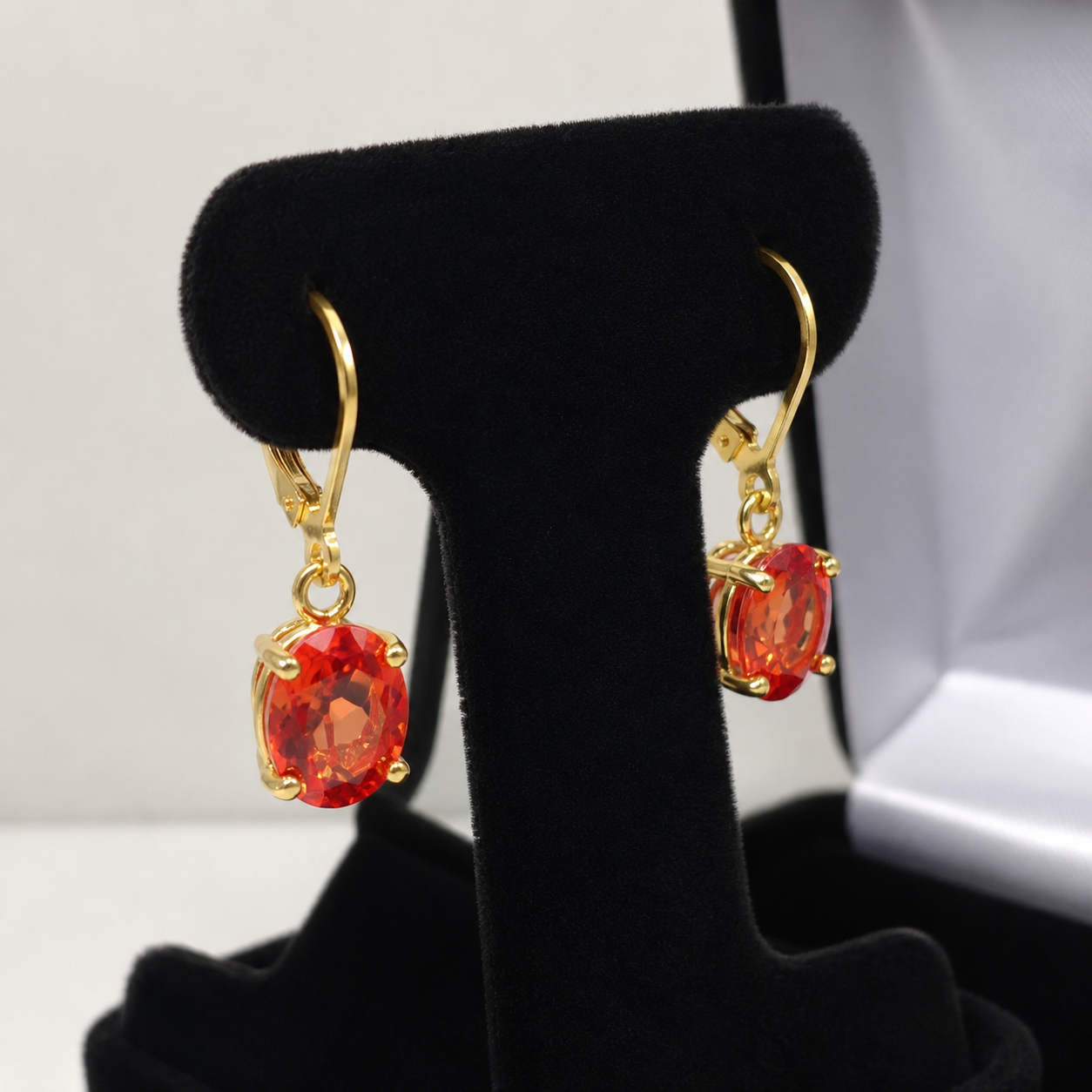 6ctw Oval Cut Orange Padparadscha Sapphire Leverback Earrings
