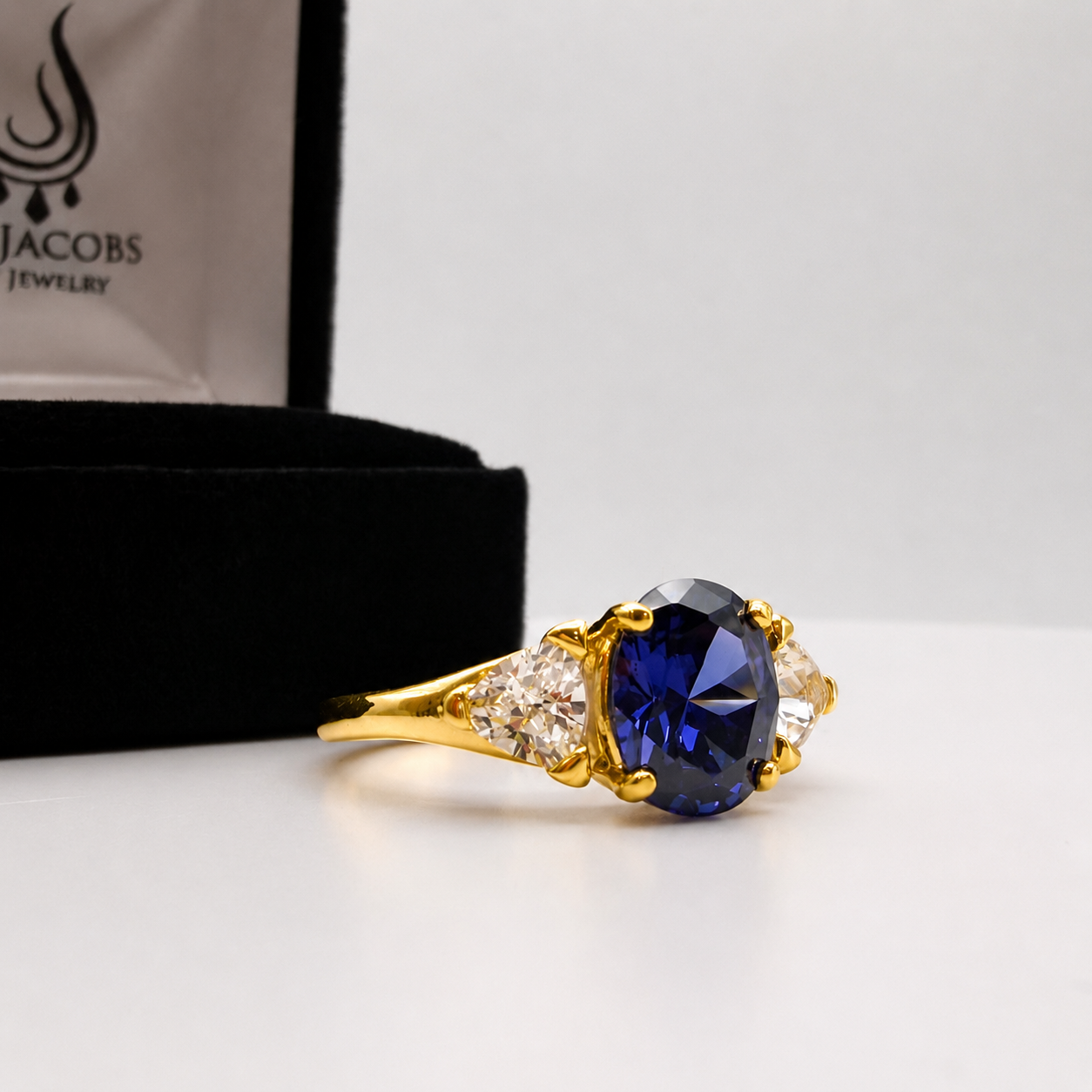 4ctw Oval Cut Tanzanite & White Sapphire Art Deco Ring