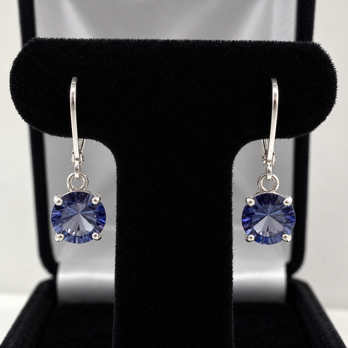 3.6ctw Periwinkle Blue Iolite Quartz Leverback Earrings