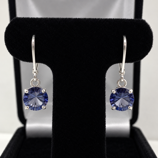 3.6ctw Periwinkle Blue Iolite Quartz Leverback Earrings